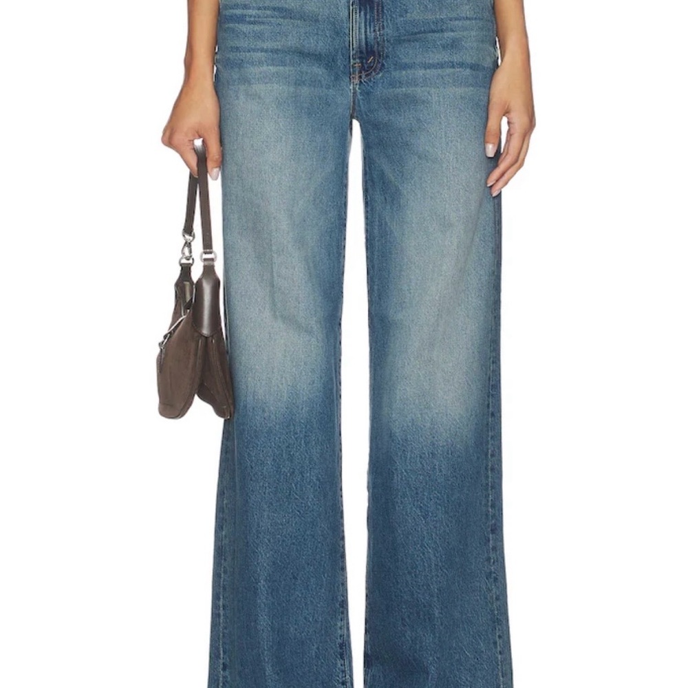 MOTHER Wide Leg Flare Jeans in Medium Blue Wash